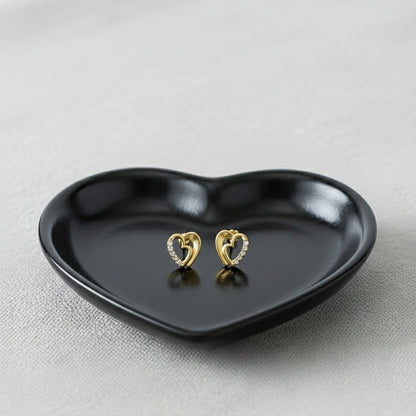 Heart-shaped gold earrings 