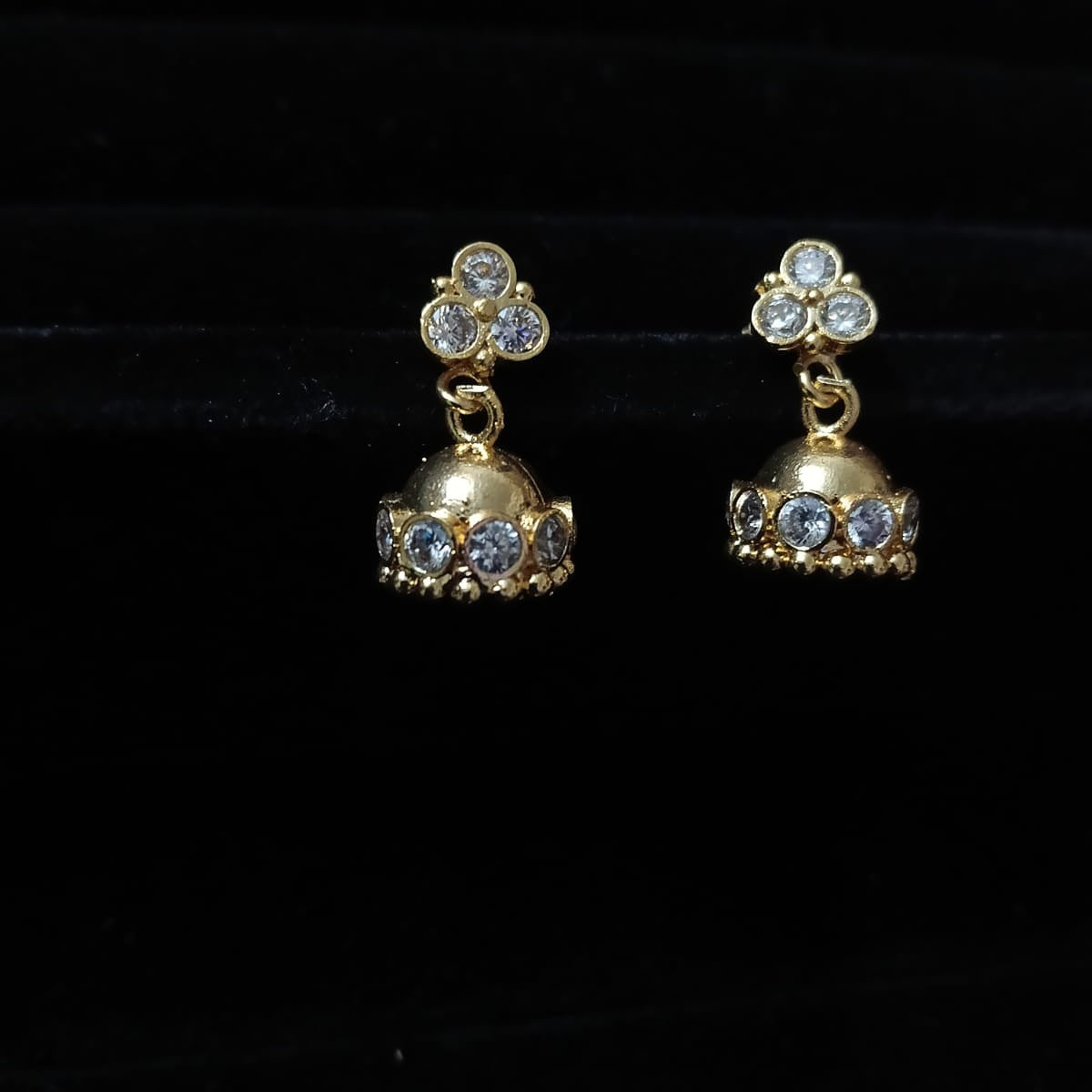 Gold-Tone Crystal Jhumka Dangle Stud Earrings