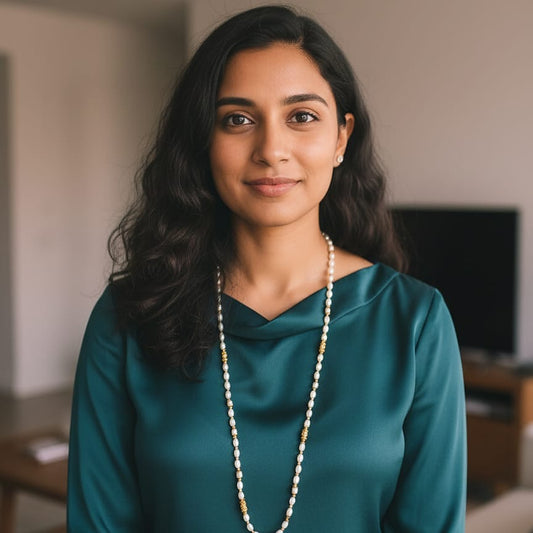 Long Baroque Pearl and Gold Beaded Necklace