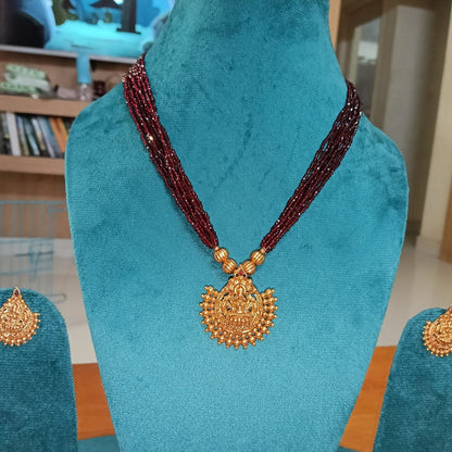 Maroon Antique Temple Jewelry Sets