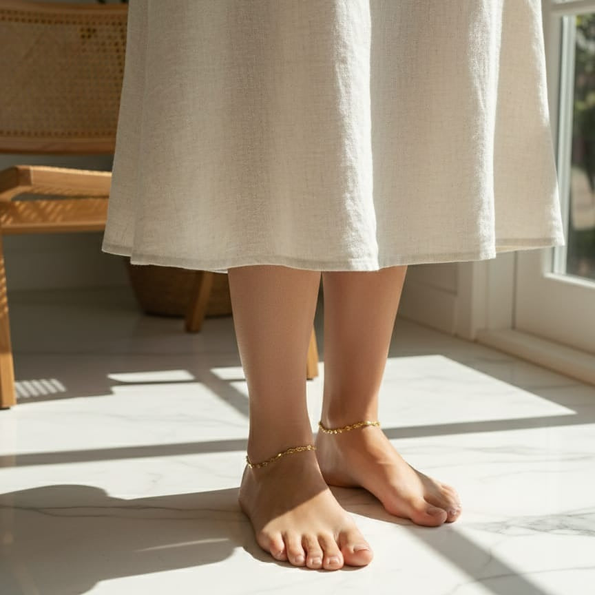 Gold-Tone Marquise Link Anklet