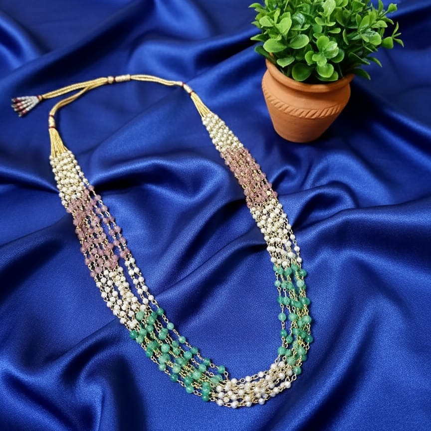 Multi-Strand Layered Gemstone and Pearl Necklace