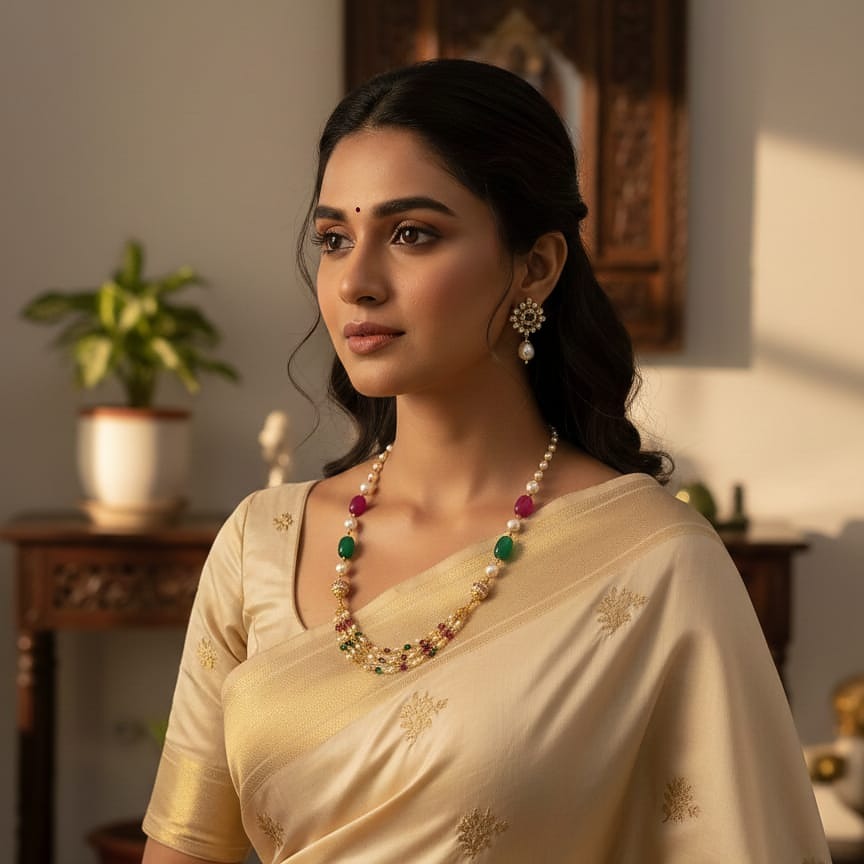 Multi-Strand Pearl and Bead Necklace