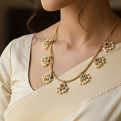 AD Chakra Guttapusalu Multicolour Neckalce Set