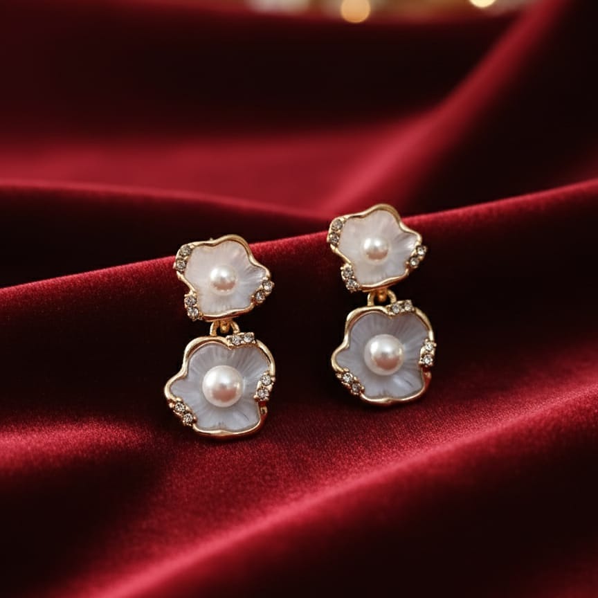 Pearl Blossom Drop Earrings