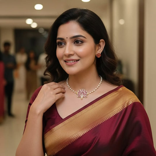 Enamel Pearl Jewelry Set