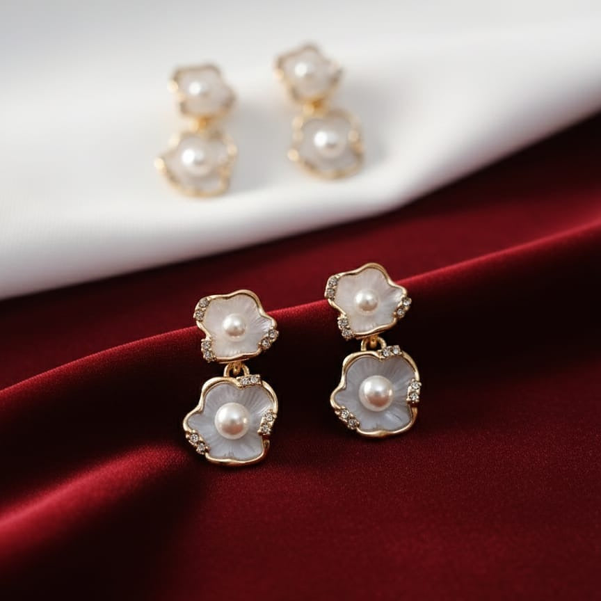 Pearl Blossom Drop Earrings