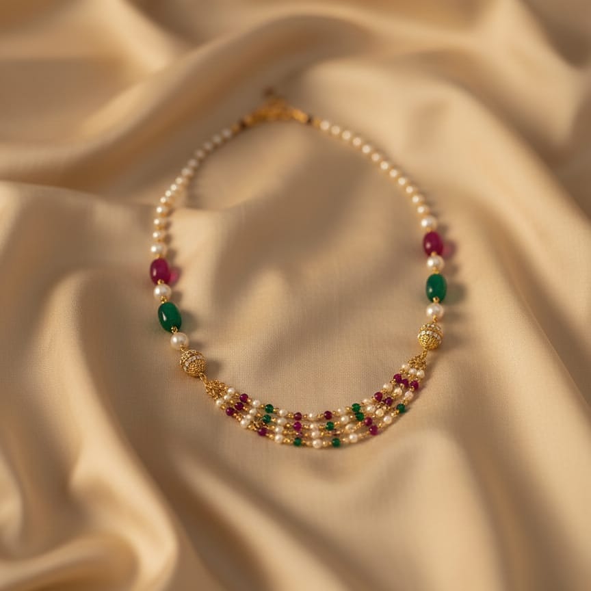 Multi-Strand Pearl and Bead Necklace