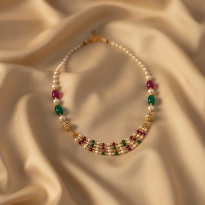 Multi-Strand Pearl and Bead Necklace