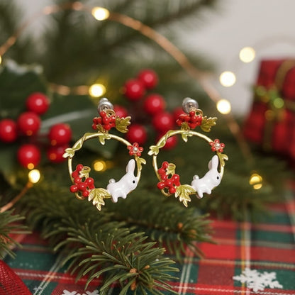 Rabbit and Berry Drop Earrings