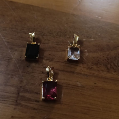 Rectangular Gemstone Gold Pendant