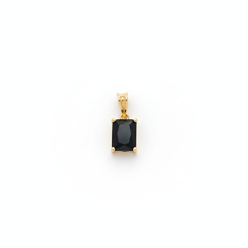 Rectangular Gemstone Gold Pendant