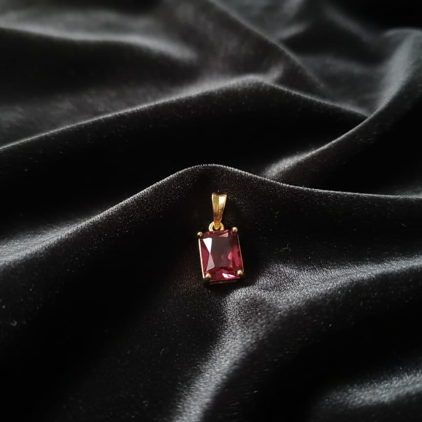 Rectangular Gemstone Gold Pendant