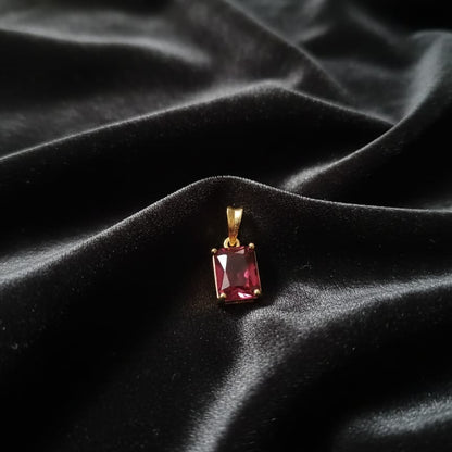 Rectangular Gemstone Gold Pendant