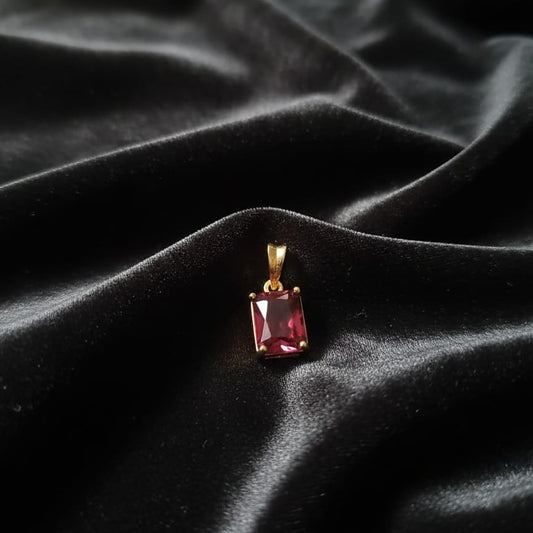 Rectangular Gemstone Gold Pendant