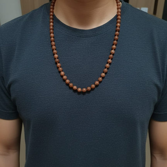 Red Goldstone Beaded Strand Necklace
