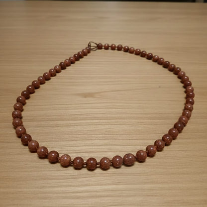 Red Goldstone Beaded Strand Necklace