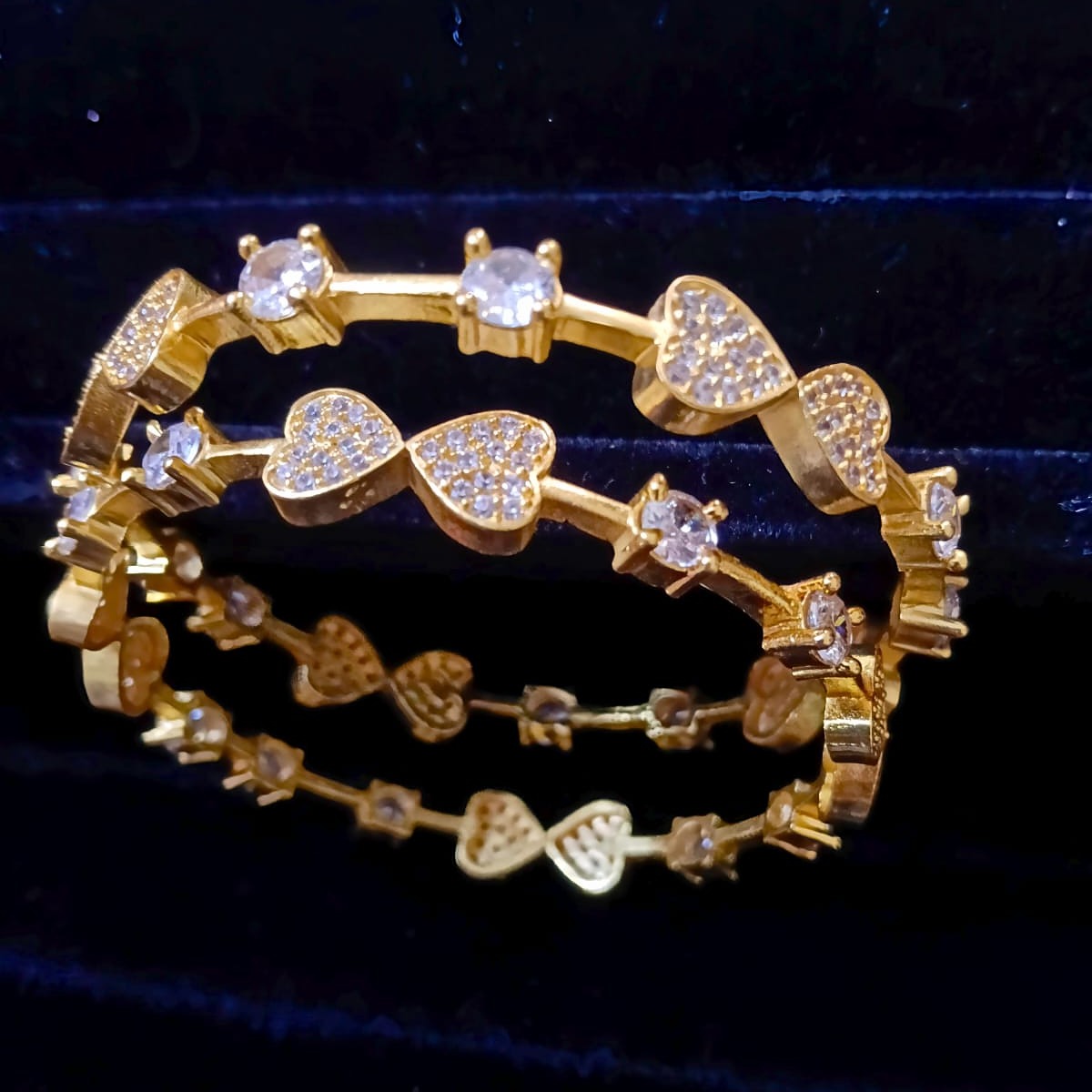 Romantic Pave CZ Heart & Solitaire Bangle