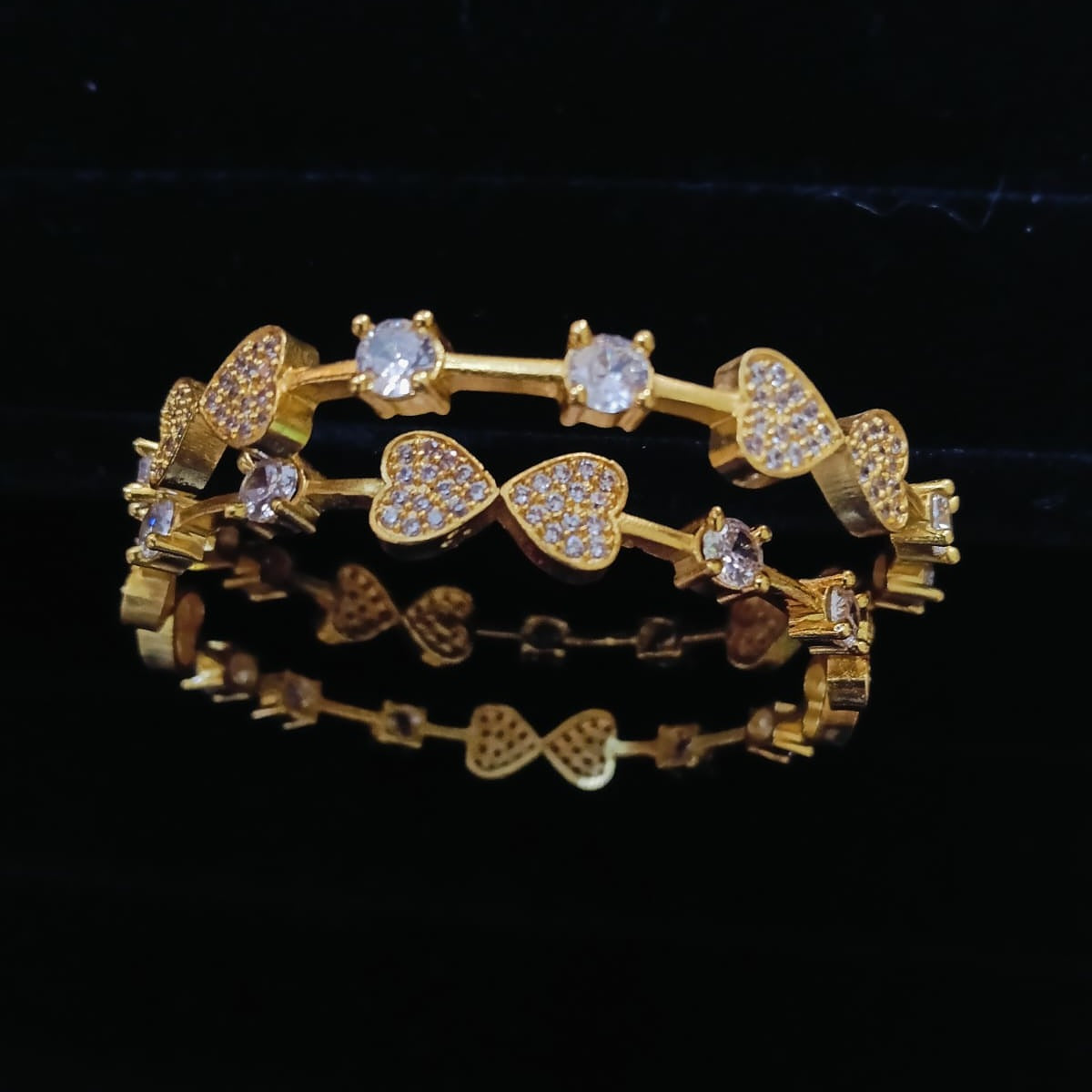 Romantic Pave CZ Heart & Solitaire Bangle