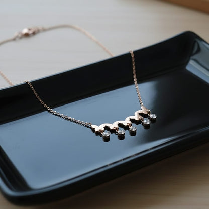 Rose Gold-Tone Scalloped Bar Pendant Necklace