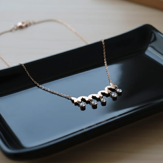 Rose Gold-Tone Scalloped Bar Pendant Necklace