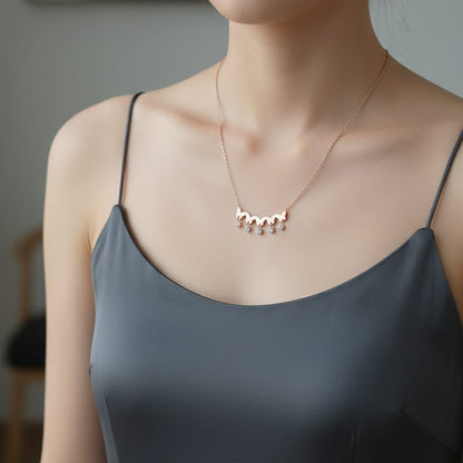 Rose Gold-Tone Scalloped Bar Pendant Necklace