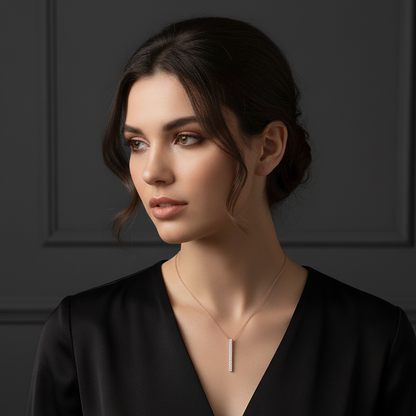 Rose Gold Pave Crystal Bar Necklace