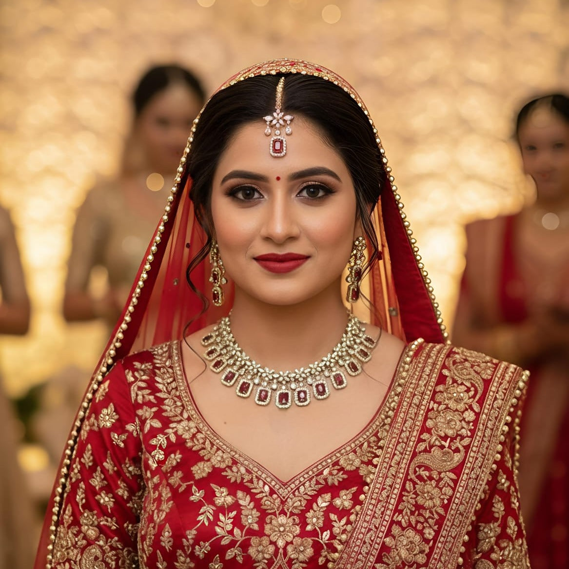 Royal Ruby Elegance Gold-Tone Necklace Set