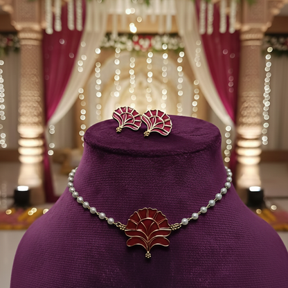 Enamel Pearl Jewelry Set