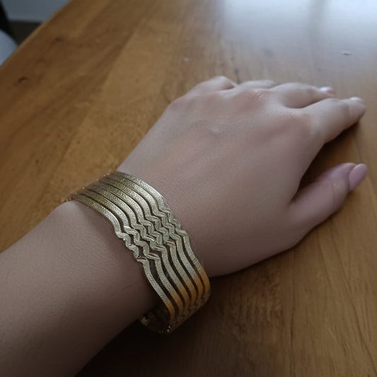 Set of Six Dainty Wavy Gold-Toned Stackable Bangles