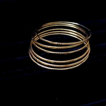 Set of Six Everyday Textured Gold Bangle