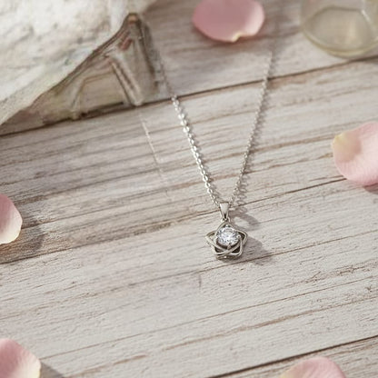 Silver-Tone Flower Pendant Necklace