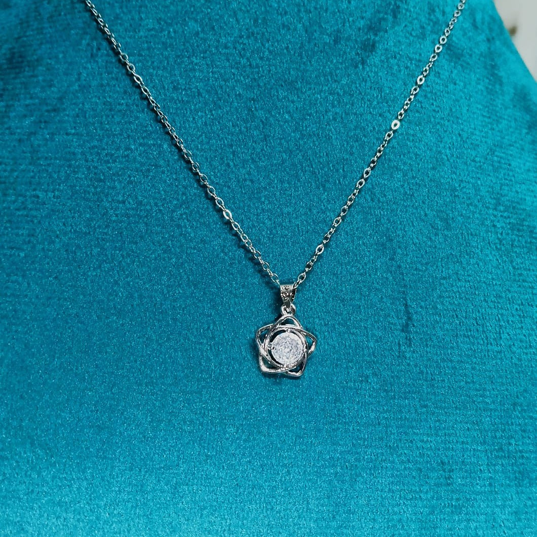 Silver-Tone Flower Pendant Necklace