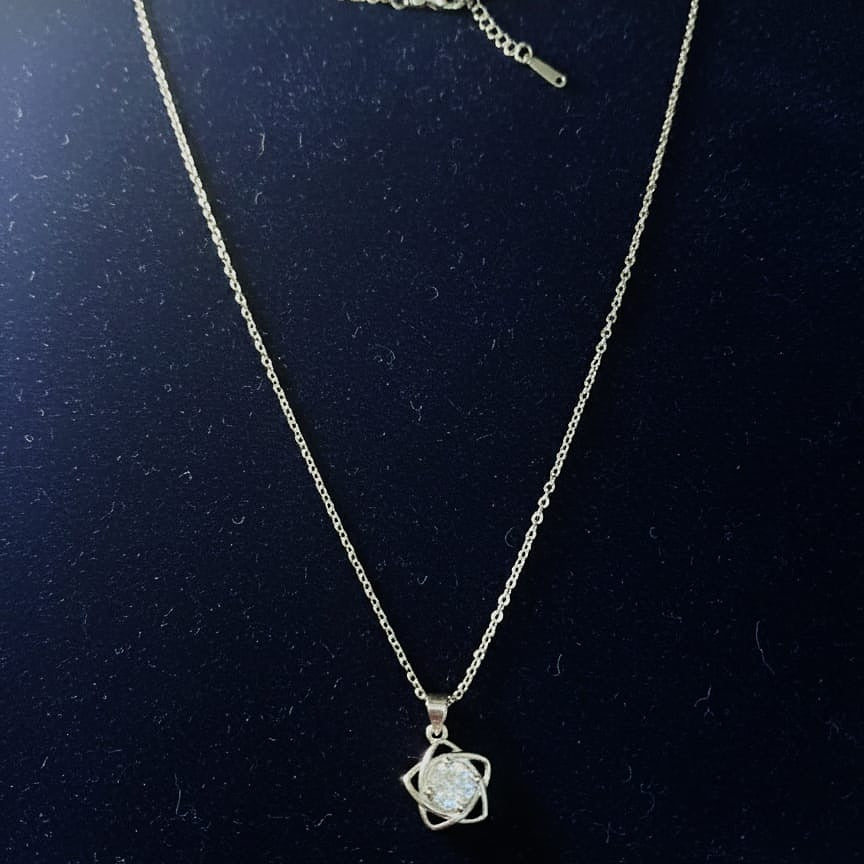 Silver-Tone Flower Pendant Necklace