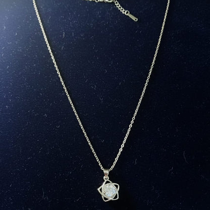 Silver-Tone Flower Pendant Necklace
