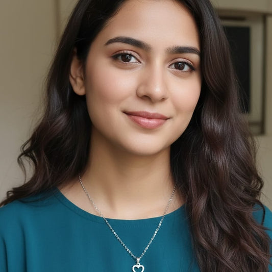 Silver-Tone Open Heart Pendant Necklace