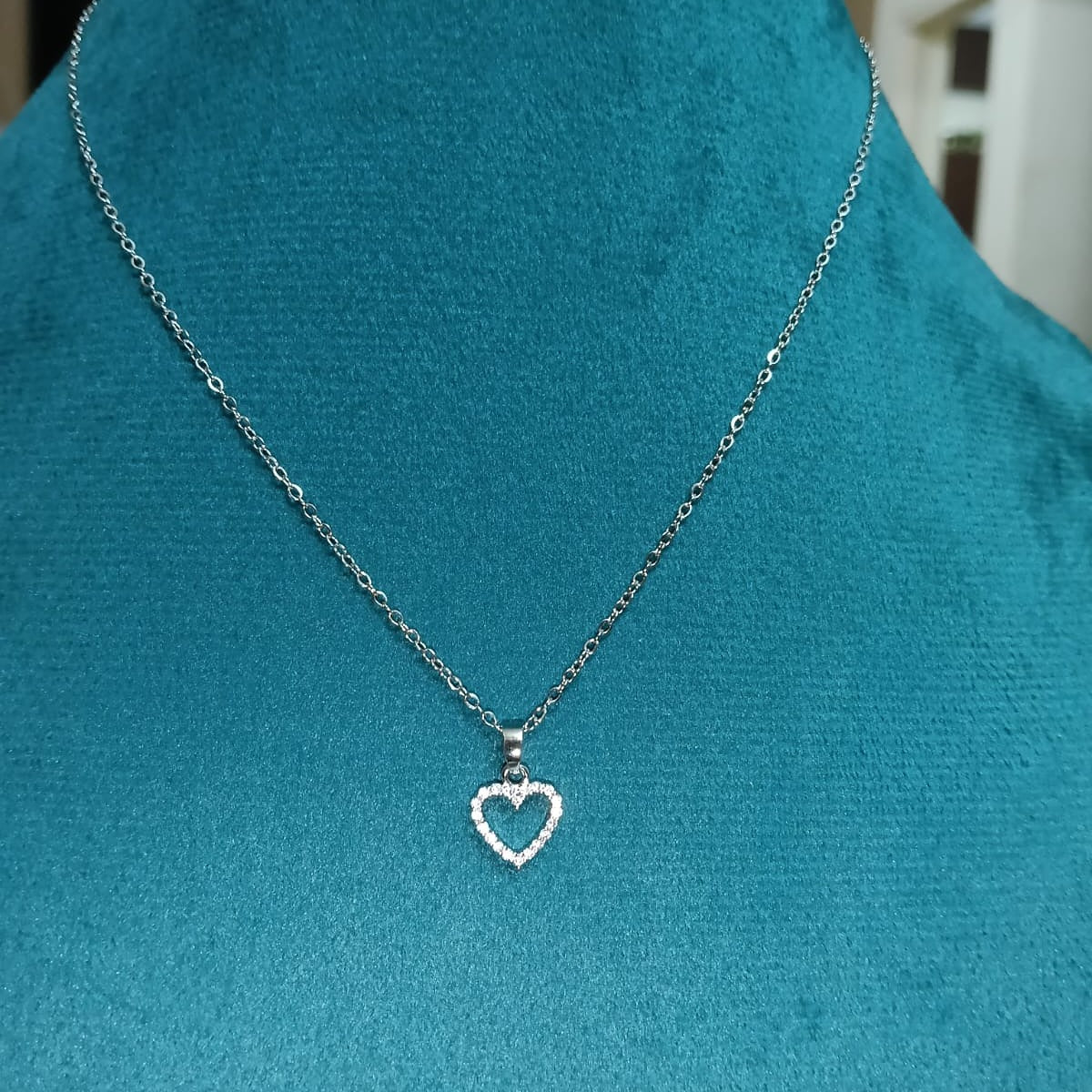 Silver-Tone Open Heart Pendant Necklace