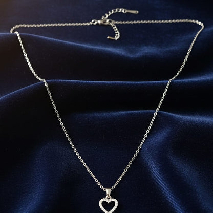 Silver-Tone Open Heart Pendant Necklace