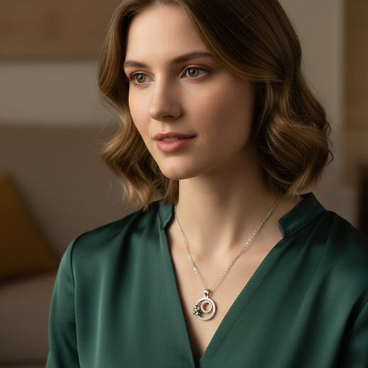 Silver-Toned Swirl Flower Pendant Necklace