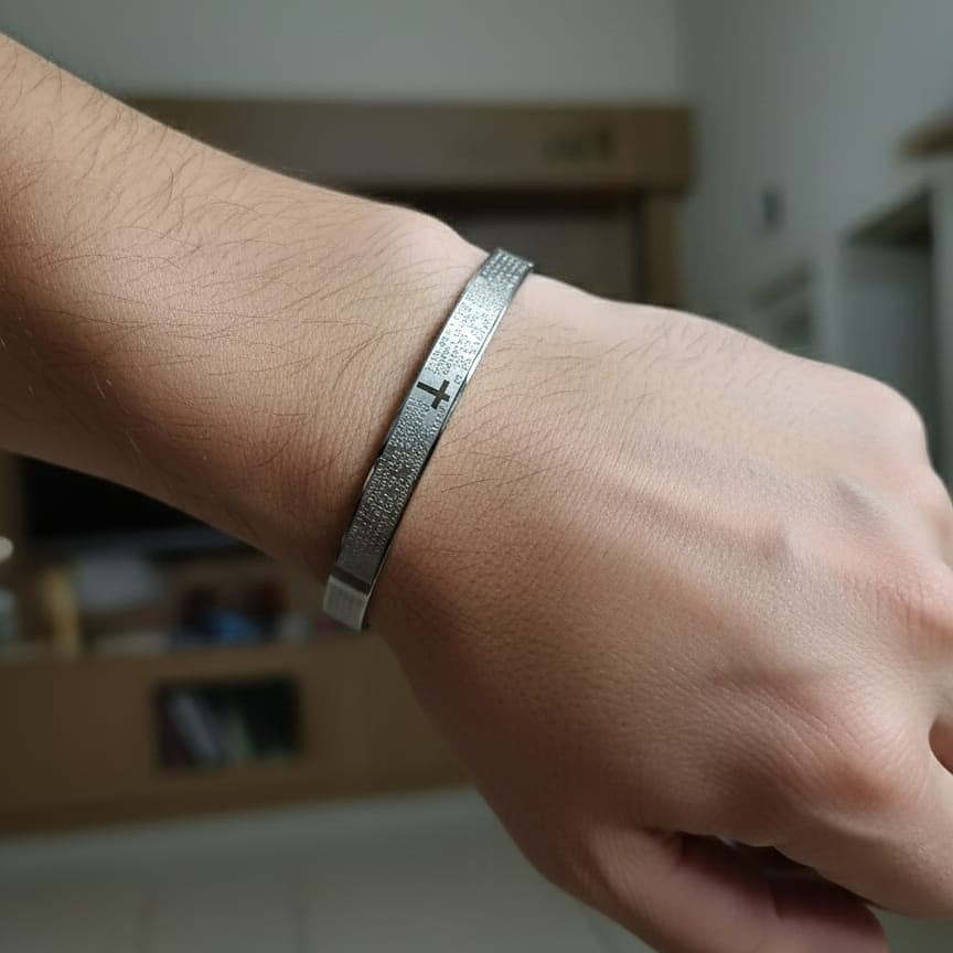 Silver bracelet on a wrist