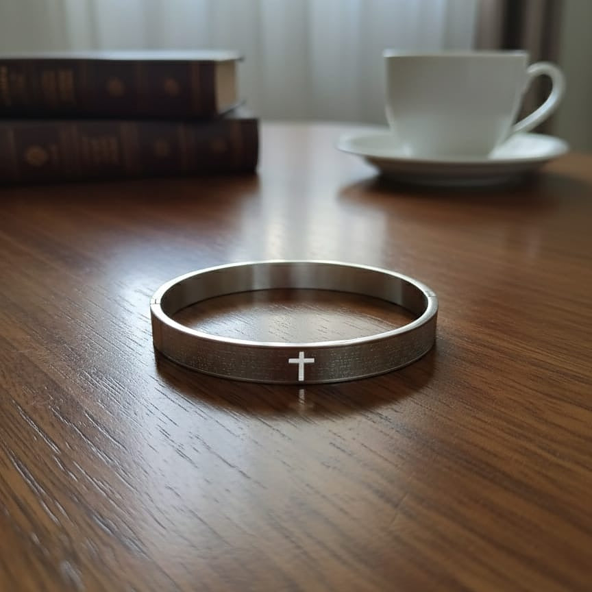 Silver bracelet with a cross