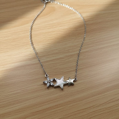 Silver necklace with star pendants
