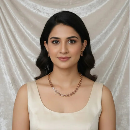 Sparkling Brown Sandstone & Gold-Plated Necklace Set