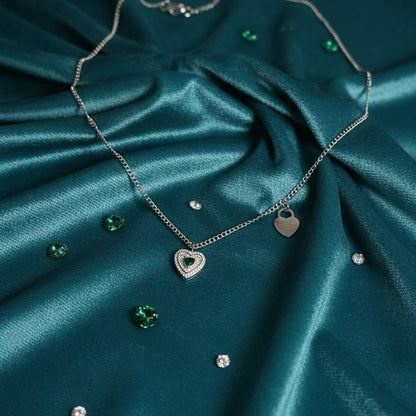 Sterling Silver-Toned Rope-Twist Heart Pendant Necklace