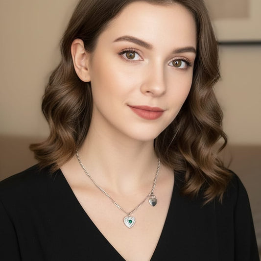 Sterling Silver-Toned Rope-Twist Heart Pendant Necklace