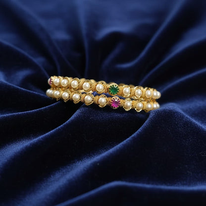 Bangles with Emerald and Ruby Center Stones 