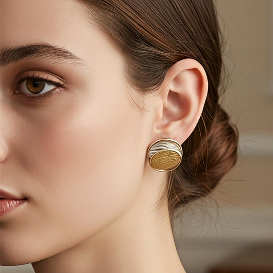 Textured Wave Stud Earrings