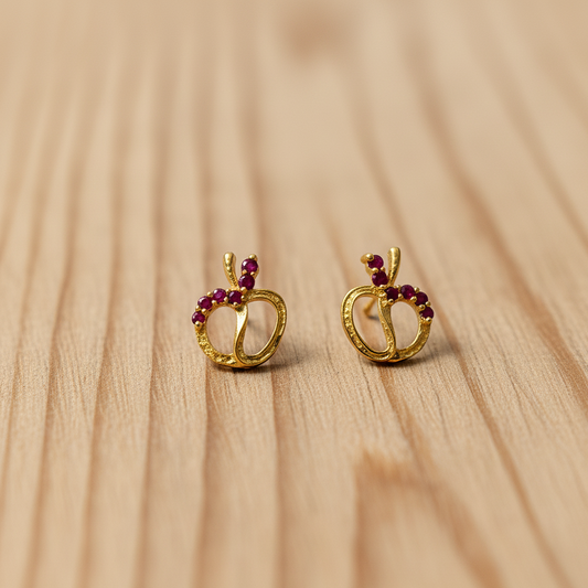Stud Earrings with Ruby Accents
