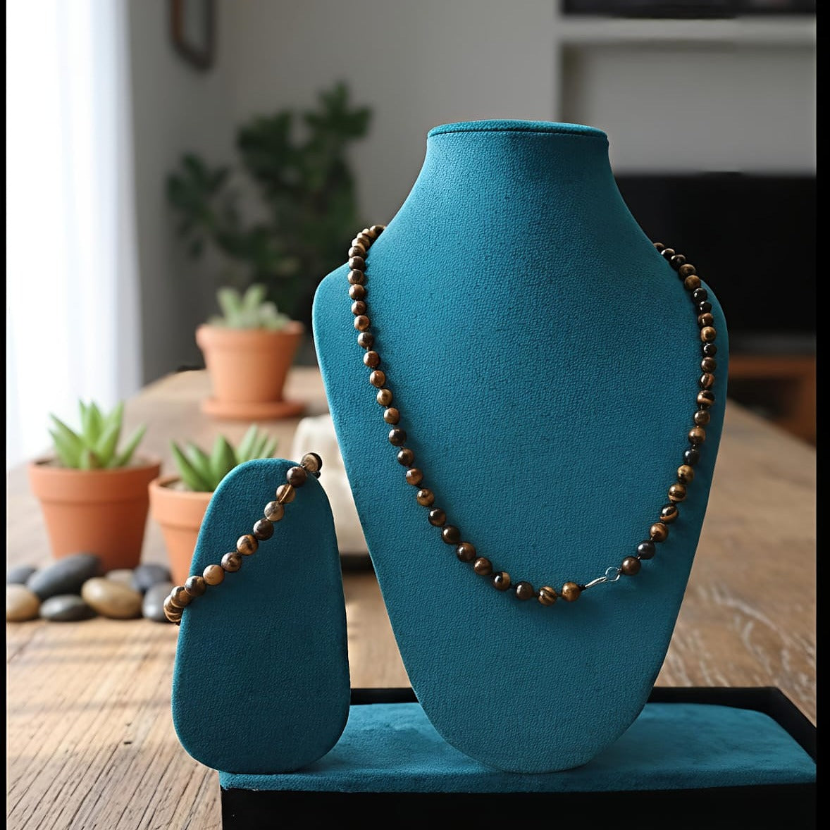 Natural Tiger’s Eye Beaded Necklace