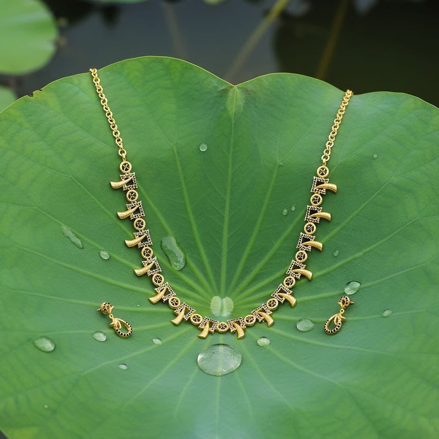 Gold necklace and earrings  